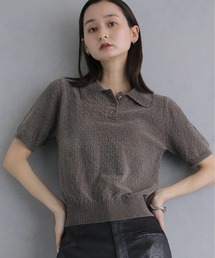 【&g'aime 】モールヤーンカノコ編みポロニット Chenille Moss Stitch Polo Knit