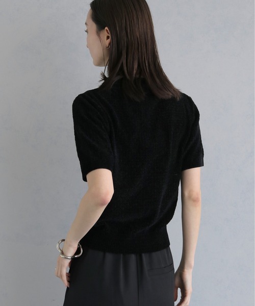 &g'aime（アンジェム）の「【&ｇ'aime 】モールヤーンカノコ編みポロニット　Chenille Moss Stitch Polo Knit（ポロシャツ・レディース・アイボリー/ブラウン/ブラック・FREE）」の20枚目の写真