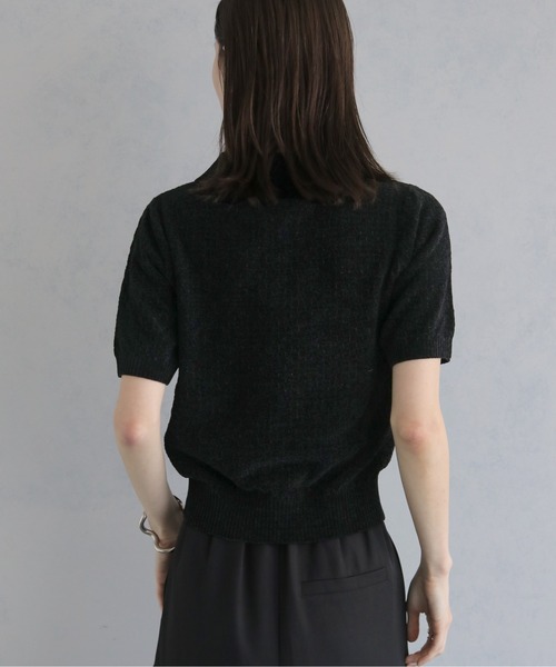 &g'aime（アンジェム）の「【&ｇ'aime 】モールヤーンカノコ編みポロニット　Chenille Moss Stitch Polo Knit（ポロシャツ・レディース・アイボリー/ブラウン/ブラック・FREE）」の19枚目の写真