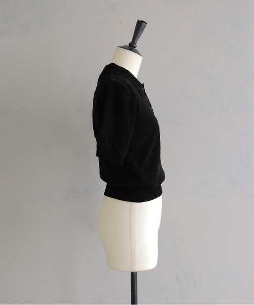 &g'aime（アンジェム）の「【&ｇ'aime 】モールヤーンカノコ編みポロニット　Chenille Moss Stitch Polo Knit（ポロシャツ・レディース・アイボリー/ブラウン/ブラック・FREE）」の15枚目の写真