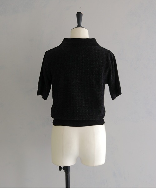 &g'aime（アンジェム）の「【&ｇ'aime 】モールヤーンカノコ編みポロニット　Chenille Moss Stitch Polo Knit（ポロシャツ・レディース・アイボリー/ブラウン/ブラック・FREE）」の16枚目の写真