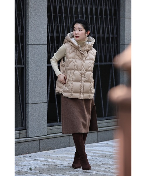 cawaii(カワイイ)の「体型拾わないダウンベスト(ダウンベスト・レディース・ベージュ・L~XL/S~M)」の4枚目の写真