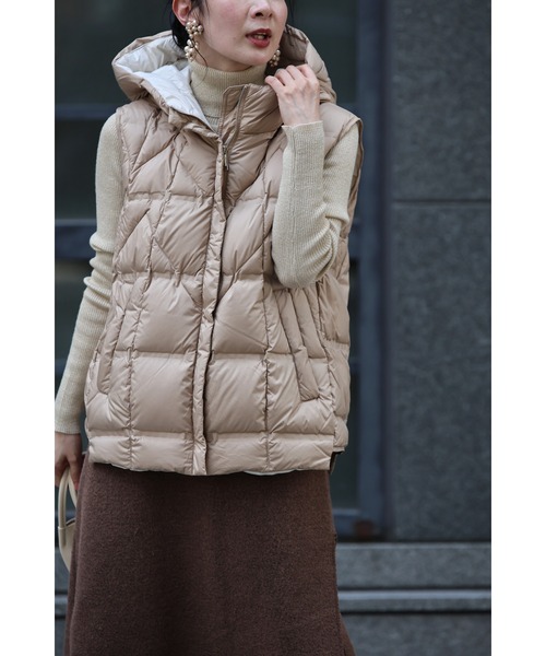cawaii(カワイイ)の「体型拾わないダウンベスト(ダウンベスト・レディース・ベージュ・L~XL/S~M)」の8枚目の写真