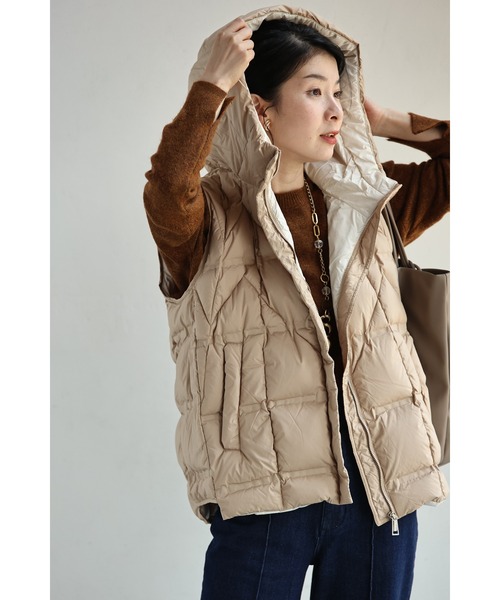 cawaii(カワイイ)の「体型拾わないダウンベスト(ダウンベスト・レディース・ベージュ・L~XL/S~M)」の14枚目の写真