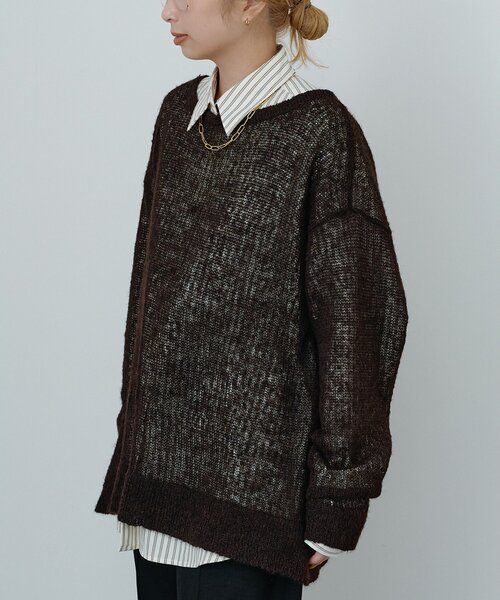 Whim Gazette(ウィムガゼット)の「〈WEB限定〉【Nuition】シアーモヘヤプルオーバー(ニット/セーター・レディース・ブラウン/アイボリー・FREE)」の14枚目の写真