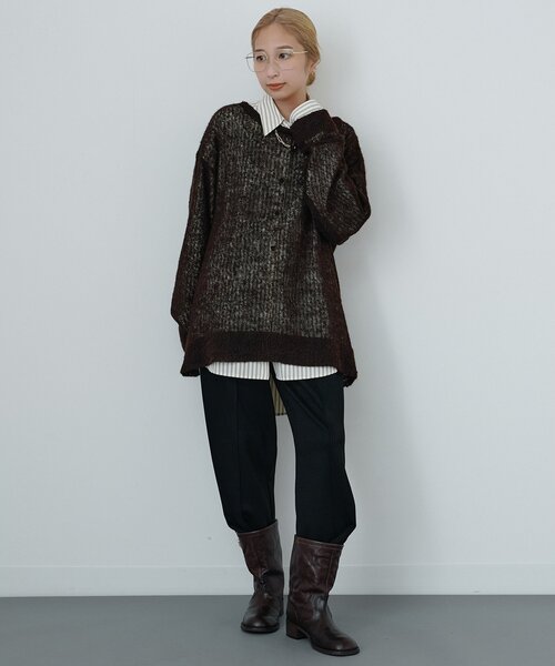 Whim Gazette(ウィムガゼット)の「〈WEB限定〉【Nuition】シアーモヘヤプルオーバー(ニット/セーター・レディース・ブラウン/アイボリー・FREE)」の12枚目の写真