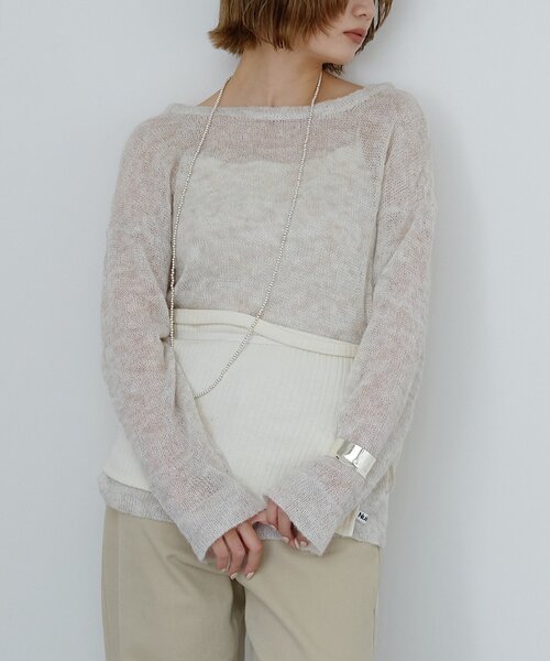 Whim Gazette(ウィムガゼット)の「〈WEB限定〉【Nuition】シアーモヘヤプルオーバー(ニット/セーター・レディース・ブラウン/アイボリー・FREE)」の4枚目の写真