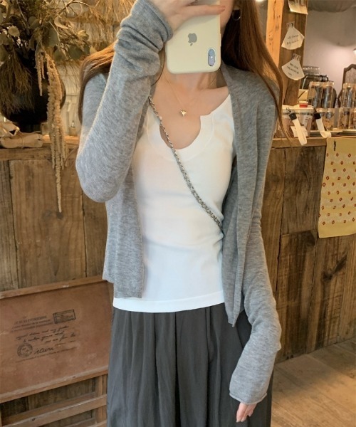 Ritzy(リッツィー)の「ボタンレス・長袖ドレープカーディガン(カーディガン/ボレロ・レディース・ホワイト/ベージュ/グレー・FREE)」の10枚目の写真