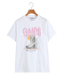 GANNI | GANNI / ガニー：【レディース】Basic Cotton Jersey T-shirt Boots Print：A1050075[ANN](Tシャツ/カットソー)