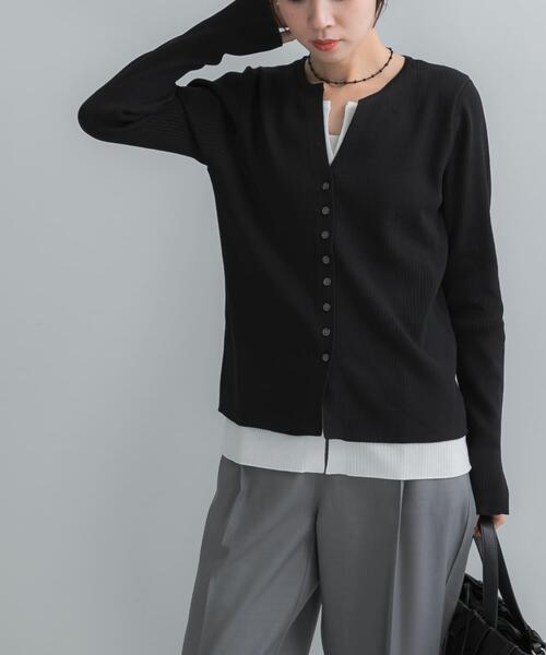 URBAN RESEARCH ROSSO WOMEN(アーバンリサーチ ロッソ)の「Torrazzo Donna LAYERED V-NECK TOP(ニット/セーター・レディース・ブラック/グレー・FREE)」の4枚目の写真