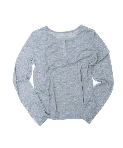 bashful base Oriental(バッシュフルベースオリエンタル)の「【bbO】シアーテレコヘンリーネックトップス(Tシャツ/カットソー・レディース・オフホワイト/ピンク/ライトブルー/ブラウン/グレー・FREE)」の3枚目の写真