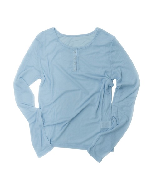bashful base Oriental(バッシュフルベースオリエンタル)の「【bbO】シアーテレコヘンリーネックトップス(Tシャツ/カットソー・レディース・オフホワイト/ピンク/ライトブルー/ブラウン/グレー・FREE)」の5枚目の写真