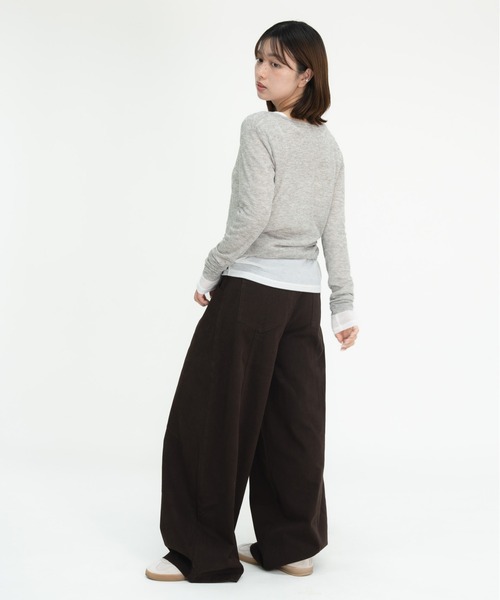 bashful base Oriental(バッシュフルベースオリエンタル)の「【bbO】シアーテレコヘンリーネックトップス(Tシャツ/カットソー・レディース・オフホワイト/ピンク/ライトブルー/ブラウン/グレー・FREE)」の10枚目の写真
