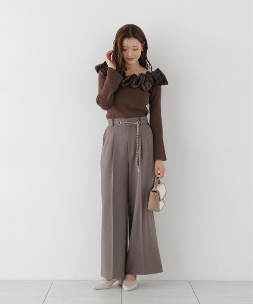 PROPORTION BODY DRESSING(プロポーションボディドレッシング)の「チェーンベルト付きワイドパンツ / 1216230001(その他パンツ・レディース・ブラウン/ブラック・SMALL/MEDIUM/P/S)」の18枚目の写真