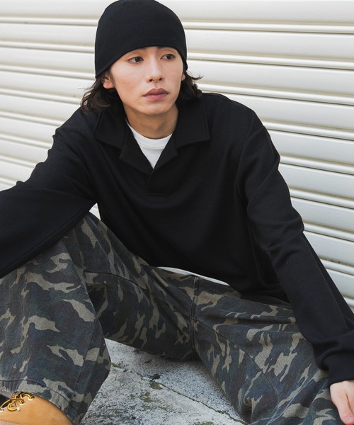 WEGO(ウィゴー)の「WEGO/【26年秋冬新作】フェイクレイヤードニットポロ(LS)(ニット/セーター・メンズ・ブラック/杢グレー/チャコールグレー・LARGE/MEDIUM)」の2枚目の写真