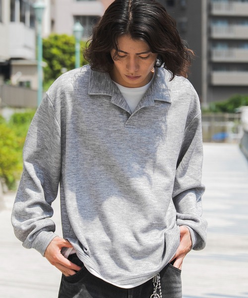 WEGO(ウィゴー)の「WEGO/【26年秋冬新作】フェイクレイヤードニットポロ(LS)(ニット/セーター・メンズ・ブラック/杢グレー/チャコールグレー・LARGE/MEDIUM)」の10枚目の写真