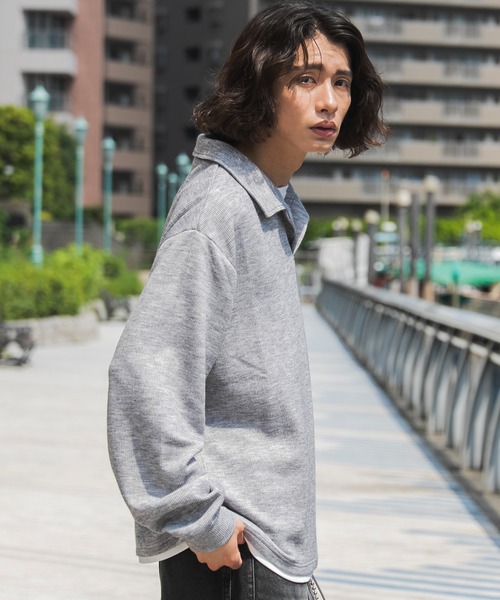 WEGO(ウィゴー)の「WEGO/【26年秋冬新作】フェイクレイヤードニットポロ(LS)(ニット/セーター・メンズ・ブラック/杢グレー/チャコールグレー・LARGE/MEDIUM)」の12枚目の写真