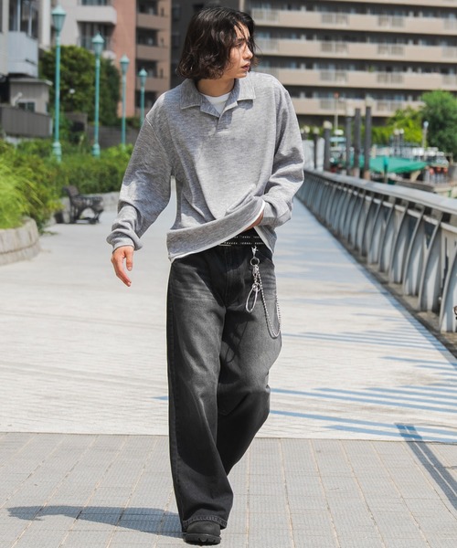WEGO(ウィゴー)の「WEGO/【26年秋冬新作】フェイクレイヤードニットポロ(LS)(ニット/セーター・メンズ・ブラック/杢グレー/チャコールグレー・LARGE/MEDIUM)」の14枚目の写真