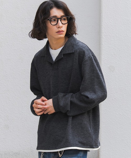 WEGO(ウィゴー)の「WEGO/【26年秋冬新作】フェイクレイヤードニットポロ(LS)(ニット/セーター・メンズ・ブラック/杢グレー/チャコールグレー・LARGE/MEDIUM)」の21枚目の写真