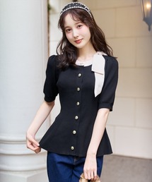 新品、未使用。WILLSELECTION 半袖ニット パールリボン ブラック WILLSELECTION｜ウィルセレクションのトップス（半袖）通販 - ZOZOTOWN