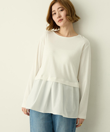 タックレイヤードロングスリーブTシャツ【無地・ストライプ】