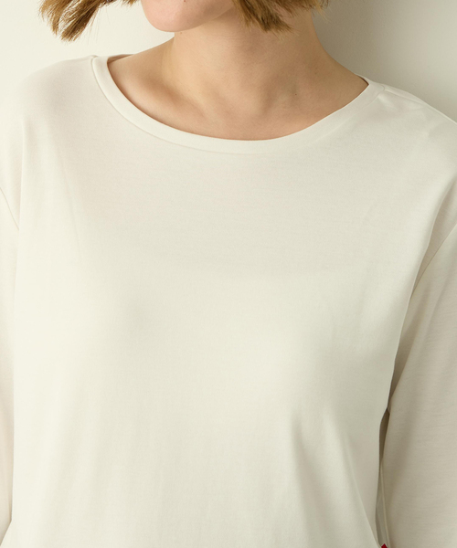 Petit Honfleur（プチオンフルール）の「タックレイヤードロングスリーブTシャツ【無地・ストライプ】（Tシャツ/カットソー・レディース・サックスブルー/ホワイト・M/L）」の20枚目の写真