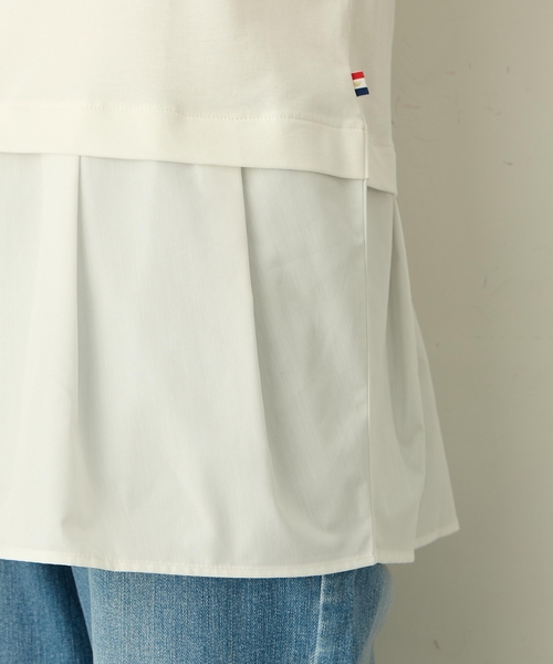 Petit Honfleur（プチオンフルール）の「タックレイヤードロングスリーブTシャツ【無地・ストライプ】（Tシャツ/カットソー・レディース・サックスブルー/ホワイト・M/L）」の22枚目の写真