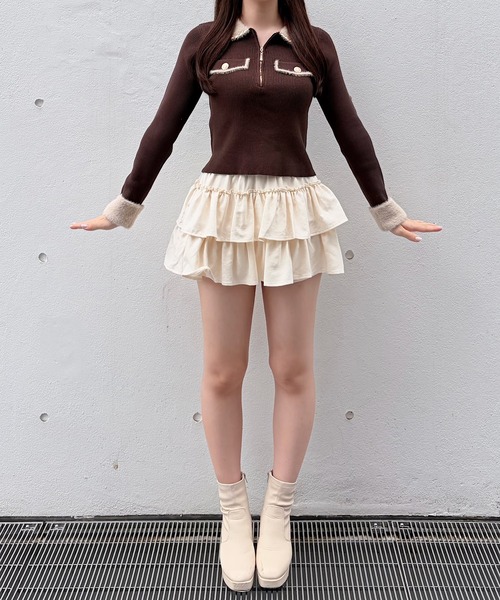 NOMAE（ノーマエ）の「スエードライクティアードスカパン（スカート・レディース・ベージュ/ブラック/アイボリー・FREE）」の17枚目の写真