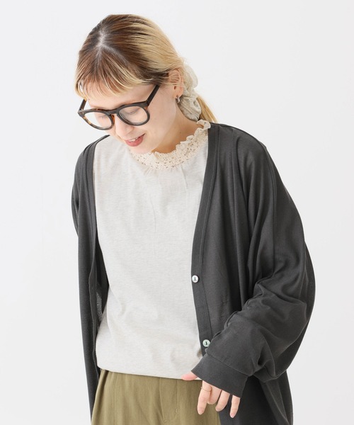 HEART MARKET(ハートマーケット)の「襟シャーリングレース長袖インナー(Tシャツ/カットソー・レディース・ホワイト/オートミール/ブラック/チャコール・LARGE/MEDIUM)」の4枚目の写真