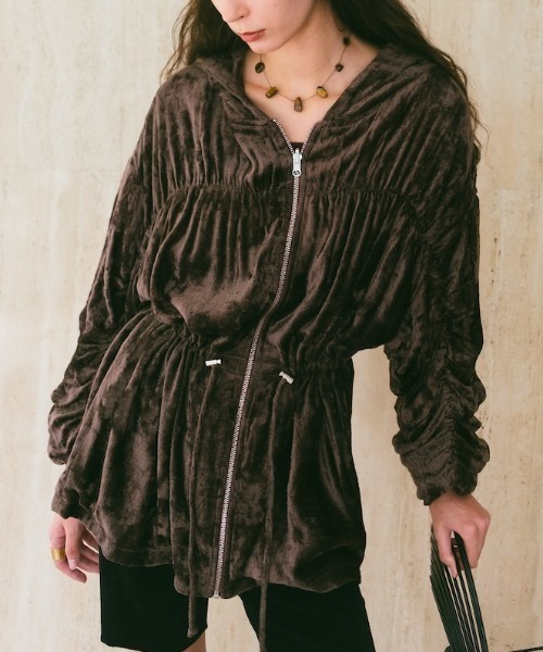 Ruh Dhan(ルーダン)の「Botanical Dye Gather Blouson(その他アウター・レディース・ブラウン/グレー/アイボリー・FREE)」の1枚目の写真