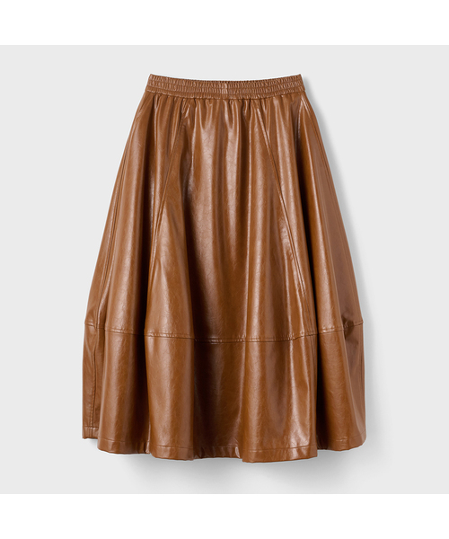 DEWEDEWE(デュイデュイ)の「ボリュームレザー スカート (2カラー)(スカート・レディース・ブラック/ブラウン・SMALL/MEDIUM)」の1枚目の写真