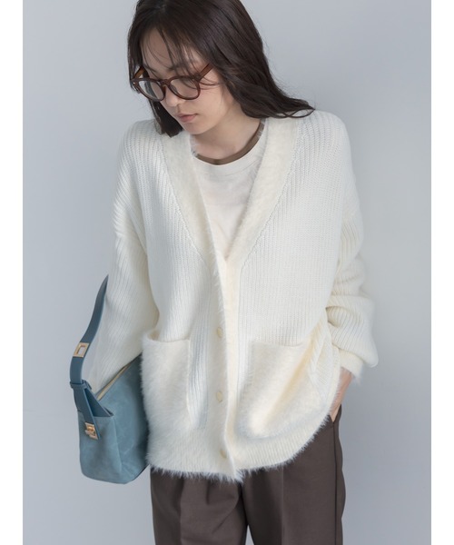 Te chichi(テチチ)の「畦フェザーミックスニットカーディガン《2026 AUTUMN LOOK item》(カーディガン/ボレロ・レディース・オフホワイト/サックスブルー/グレー・F)」の2枚目の写真