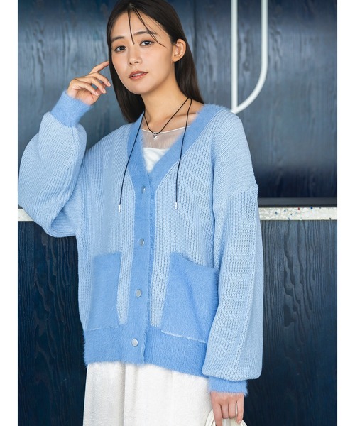 Te chichi(テチチ)の「畦フェザーミックスニットカーディガン《2026 AUTUMN LOOK item》(カーディガン/ボレロ・レディース・オフホワイト/サックスブルー/グレー・F)」の1枚目の写真