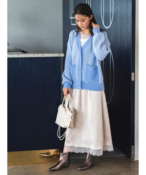Te chichi(テチチ)の「畦フェザーミックスニットカーディガン《2026 AUTUMN LOOK item》(カーディガン/ボレロ・レディース・オフホワイト/サックスブルー/グレー・F)」の14枚目の写真