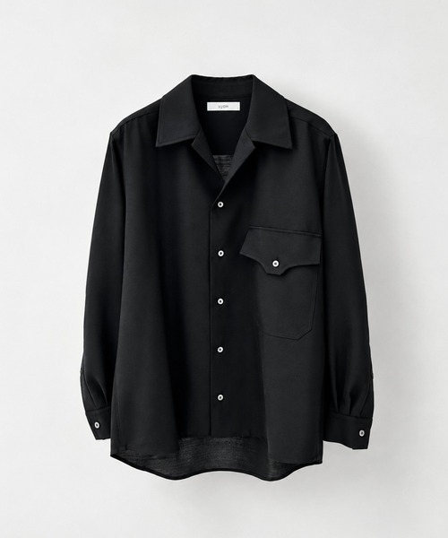 UJOH(ウジョー)の「【UJOH HOMME】別注 Wide set Open Collar Shirts(シャツ/ブラウス・メンズ・ブラック/ダークブラウン・4/5)」の2枚目の写真