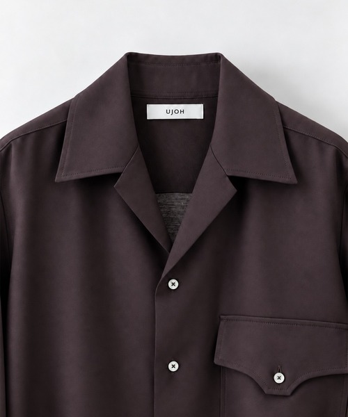 UJOH(ウジョー)の「【UJOH HOMME】別注 Wide set Open Collar Shirts(シャツ/ブラウス・メンズ・ブラック/ダークブラウン・4/5)」の4枚目の写真