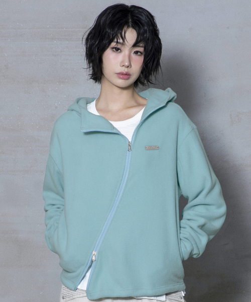XTONZ(エクストーンズ)の「XJ148 カーブドジッパー ライトボアジャケット フードジップアップ (ミント)(その他アウター・レディース・その他・MEDIUM/LARGE)」の13枚目の写真