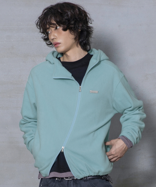 XTONZ(エクストーンズ)の「XJ148 カーブドジッパー ライトボアジャケット フードジップアップ (ミント)(その他アウター・レディース・その他・MEDIUM/LARGE)」の12枚目の写真