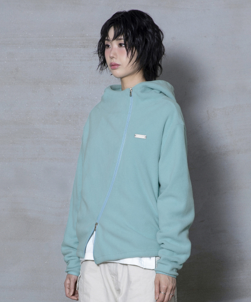 XTONZ(エクストーンズ)の「XJ148 カーブドジッパー ライトボアジャケット フードジップアップ (ミント)(その他アウター・レディース・その他・MEDIUM/LARGE)」の9枚目の写真