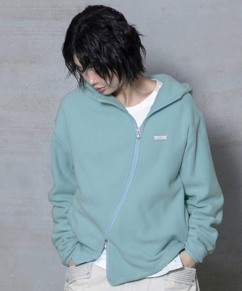 XTONZ(エクストーンズ)の「XJ148 カーブドジッパー ライトボアジャケット フードジップアップ (ミント)(その他アウター・レディース・その他・MEDIUM/LARGE)」の7枚目の写真