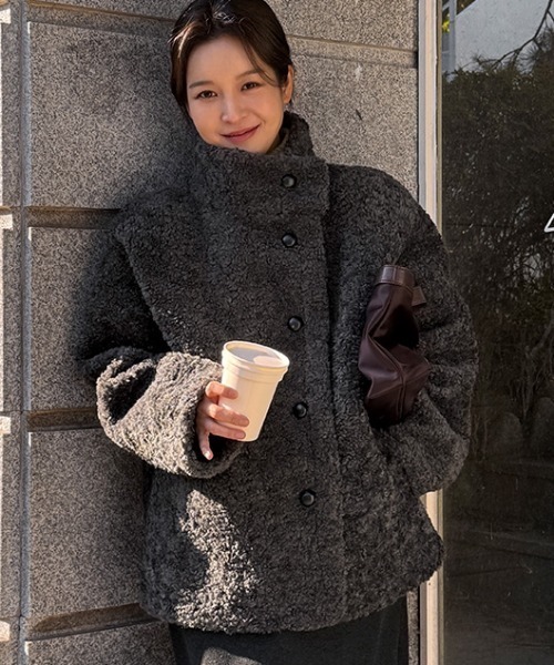 Aelina(エリナ)の「スタンドカラーフェイクムートンコート(その他アウター・レディース・ブラウン/ベージュ/チャコールグレー・FREE)」の20枚目の写真