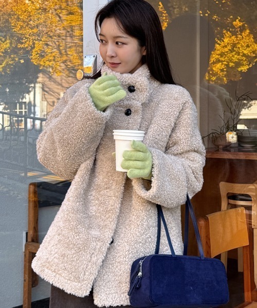 Aelina(エリナ)の「スタンドカラーフェイクムートンコート(その他アウター・レディース・ブラウン/ベージュ/チャコールグレー・FREE)」の12枚目の写真