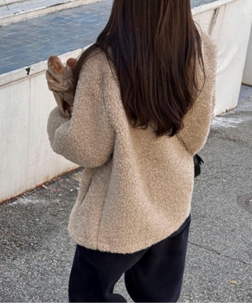 Aelina(エリナ)の「スタンドカラーフェイクムートンコート(その他アウター・レディース・ブラウン/ベージュ/チャコールグレー・FREE)」の5枚目の写真