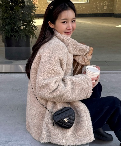 Aelina(エリナ)の「スタンドカラーフェイクムートンコート(その他アウター・レディース・ブラウン/ベージュ/チャコールグレー・FREE)」の10枚目の写真