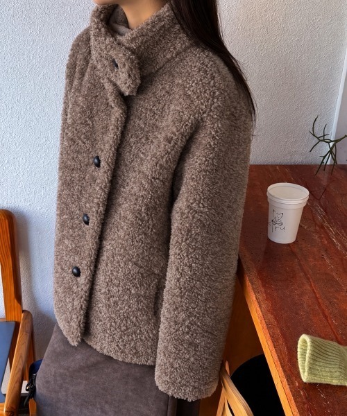 Aelina(エリナ)の「スタンドカラーフェイクムートンコート(その他アウター・レディース・ブラウン/ベージュ/チャコールグレー・FREE)」の16枚目の写真
