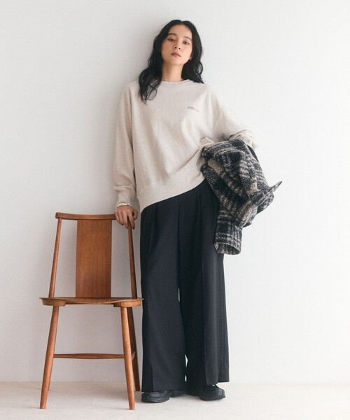 AMERICANA(アメリカーナ)の「Americana/アメリカーナ Americana × Firsthand 別注 裏毛 アウトラインロゴプリント ロングスリーブTシャツ(Tシャツ/カットソー・レディース・モカ/オフホワイト/チャコールグレー・FREE)」の6枚目の写真