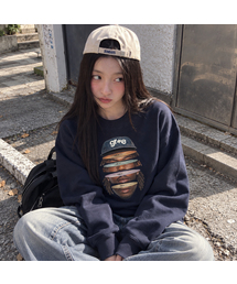 [ODNR UNISEX]Face Grae スウェット_Navy