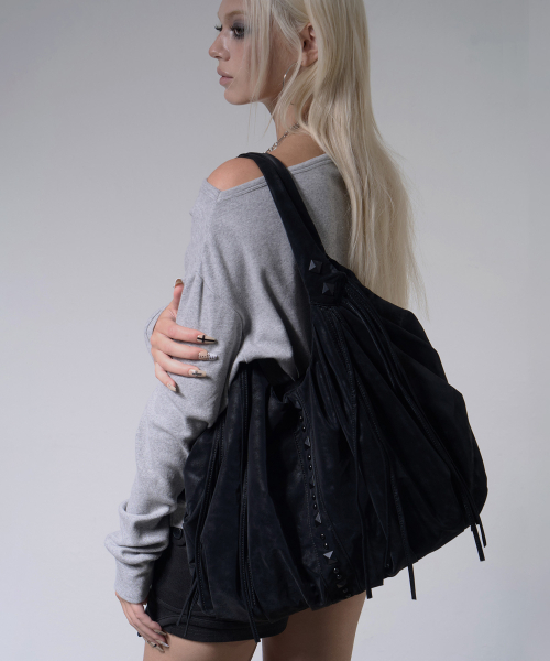 FANCY CLUB（ファンシークラブ）の「ドレープフリンジ hoboバッグ (BLACK) F26ZE405（ショルダーバッグ・レディース・その他・FREE）」の2枚目の写真
