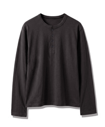 クロップドヘンリーネックロングスリーブTシャツ ダークグレー