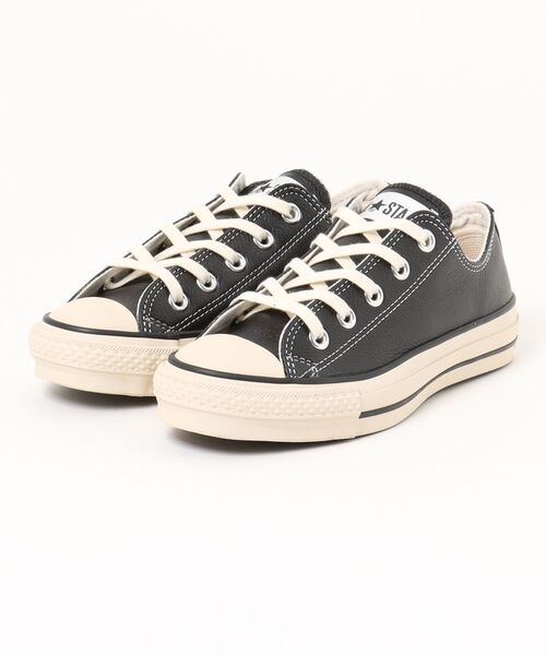 CONVERSE(コンバース)の「CONVERSE コンバース LEATHER AS J OX レザー オールスター J OX 31318880 BLACK(スニーカー・メンズ・ブラック・11h/10h/9h/9/8h/8/7h/7/6h/5h/5/4h/4)」の1枚目の写真